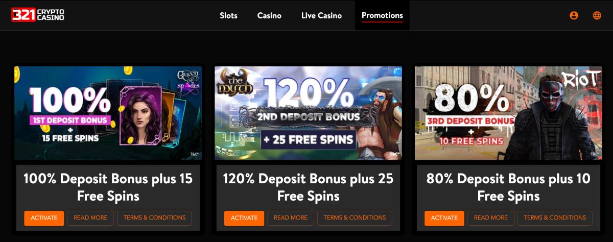 321Crypto casino bonuses