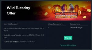 Bitcoin.com Games casino bonus Wild Tuesday