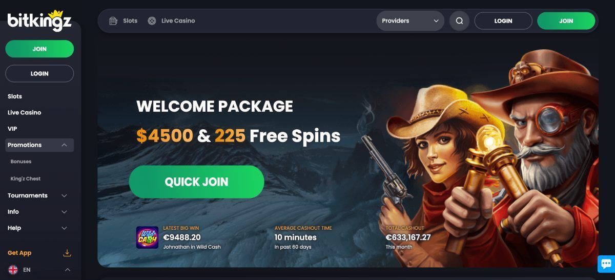 bitkingz casino review homepage