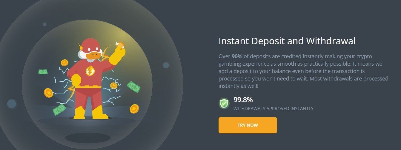 instant deposit and withdrawal