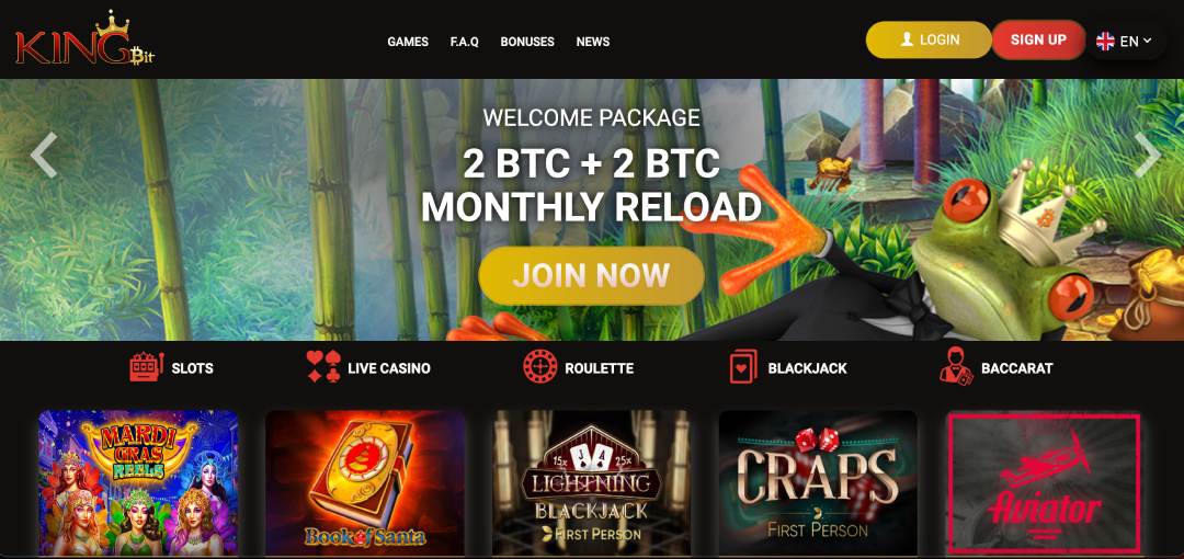 kingbit casino homepage