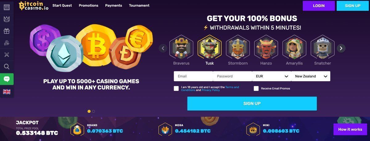 bitcoincasino homepage