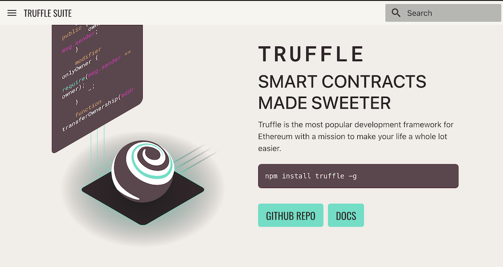 Truffle homepage screenshot dApp step