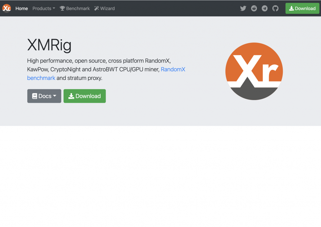 XMRig homepage step 2