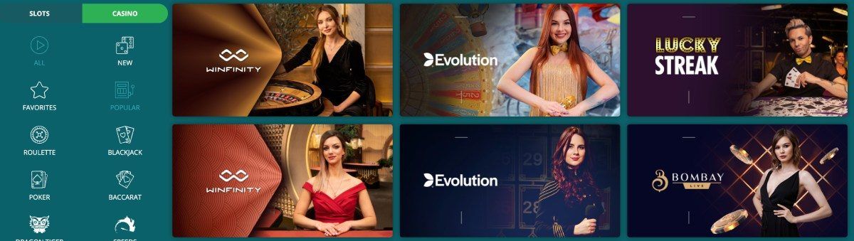 22bet casino games