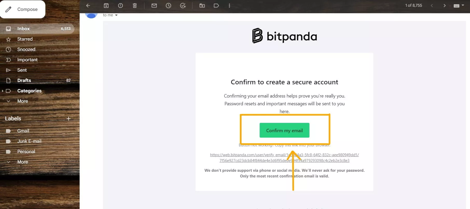 Bitpanda email confirmation dappGambl-min
