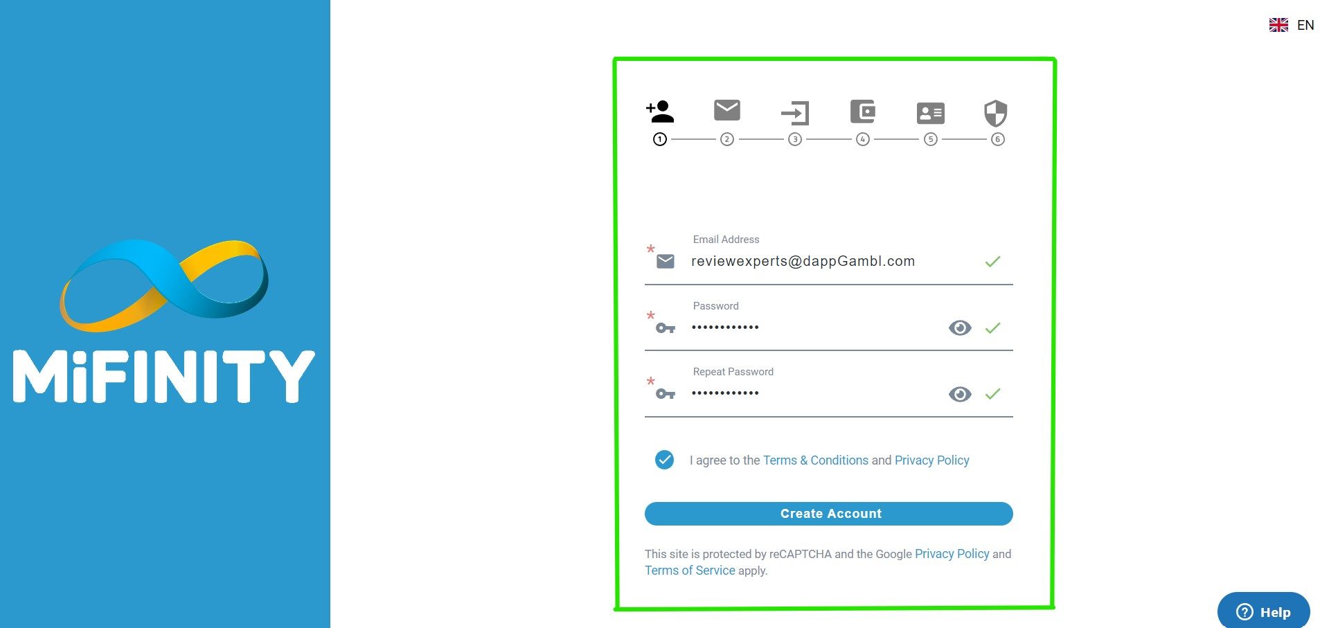 MiFinity registration dappGambl-min