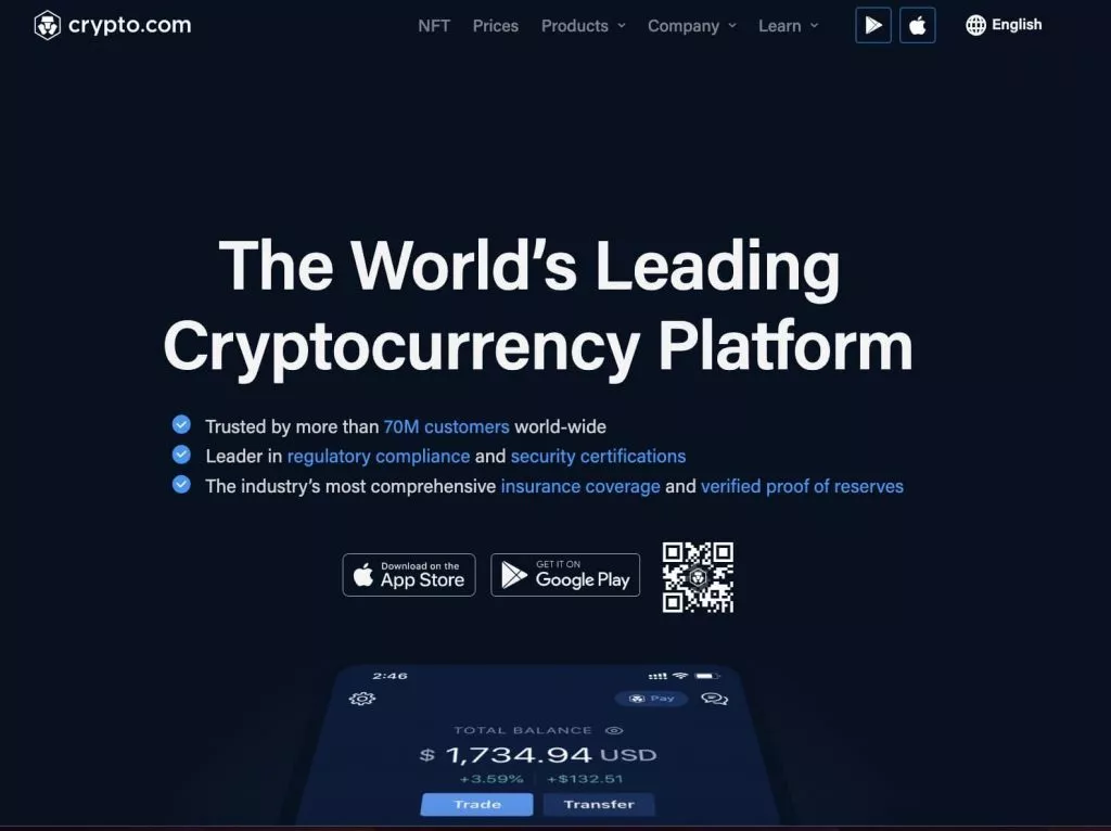 Crypto.com review homepage