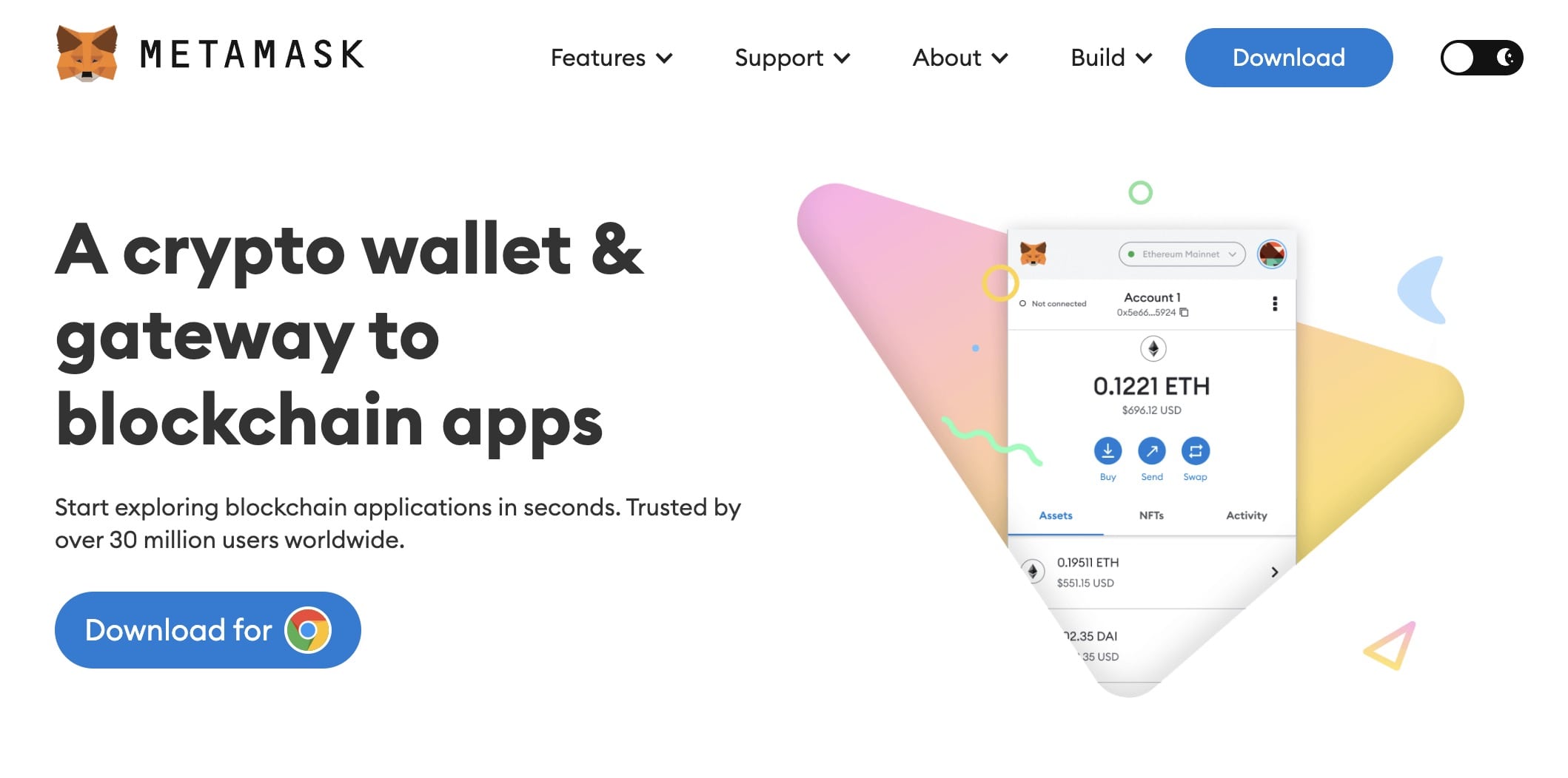 Metamask wallet homepage