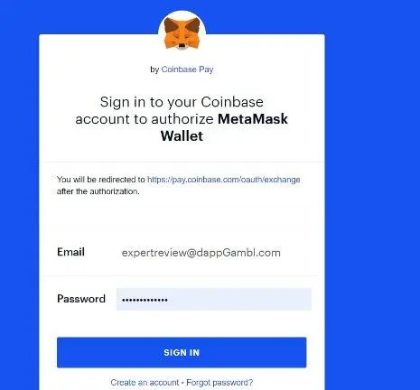 metamask coinbase sign in