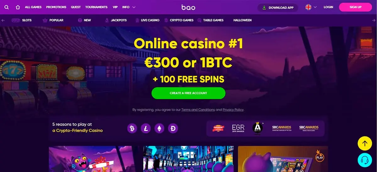 Bao casino homepage