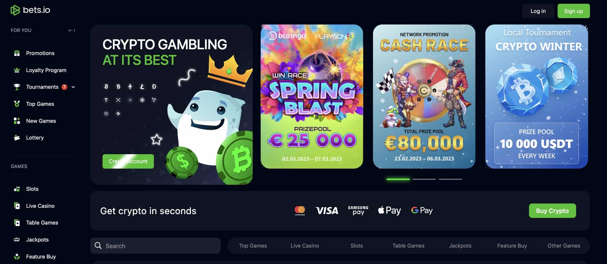 Bets.io homepage