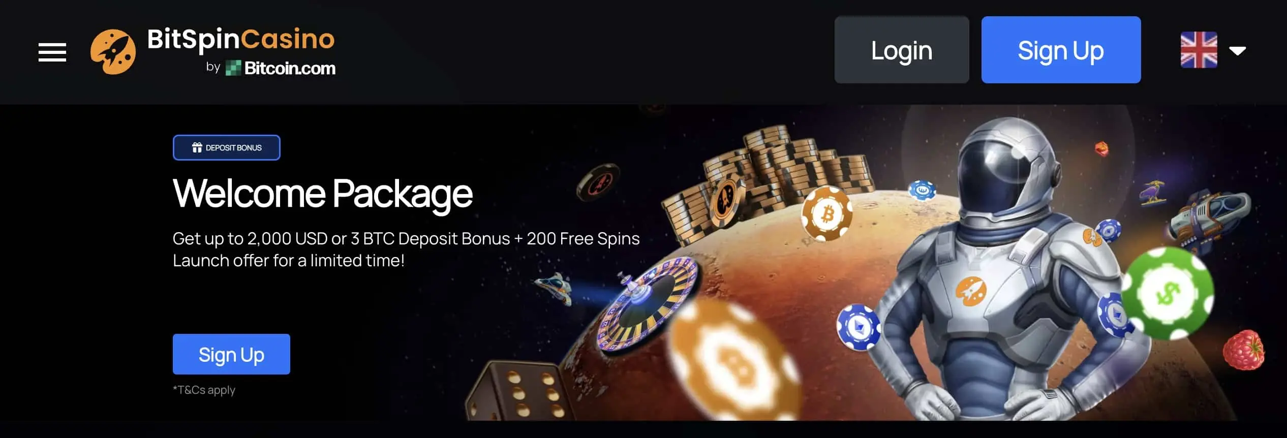 Bitspin casino homepage