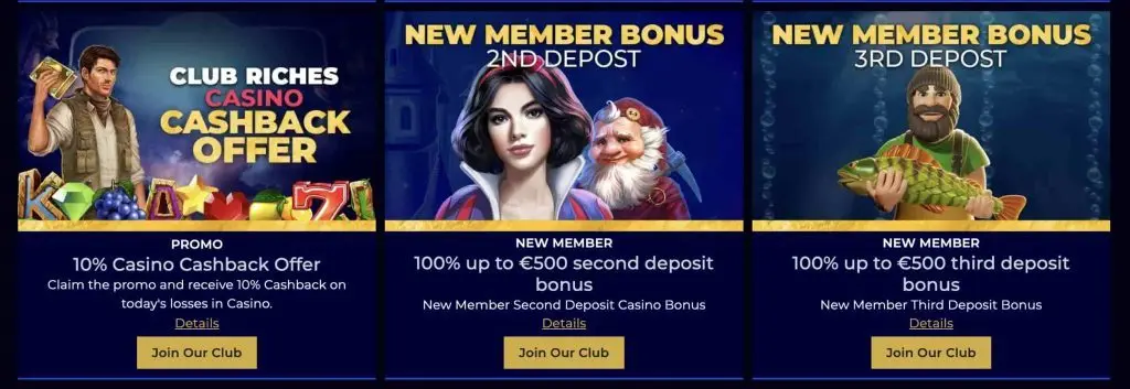 club riches casino bonuses