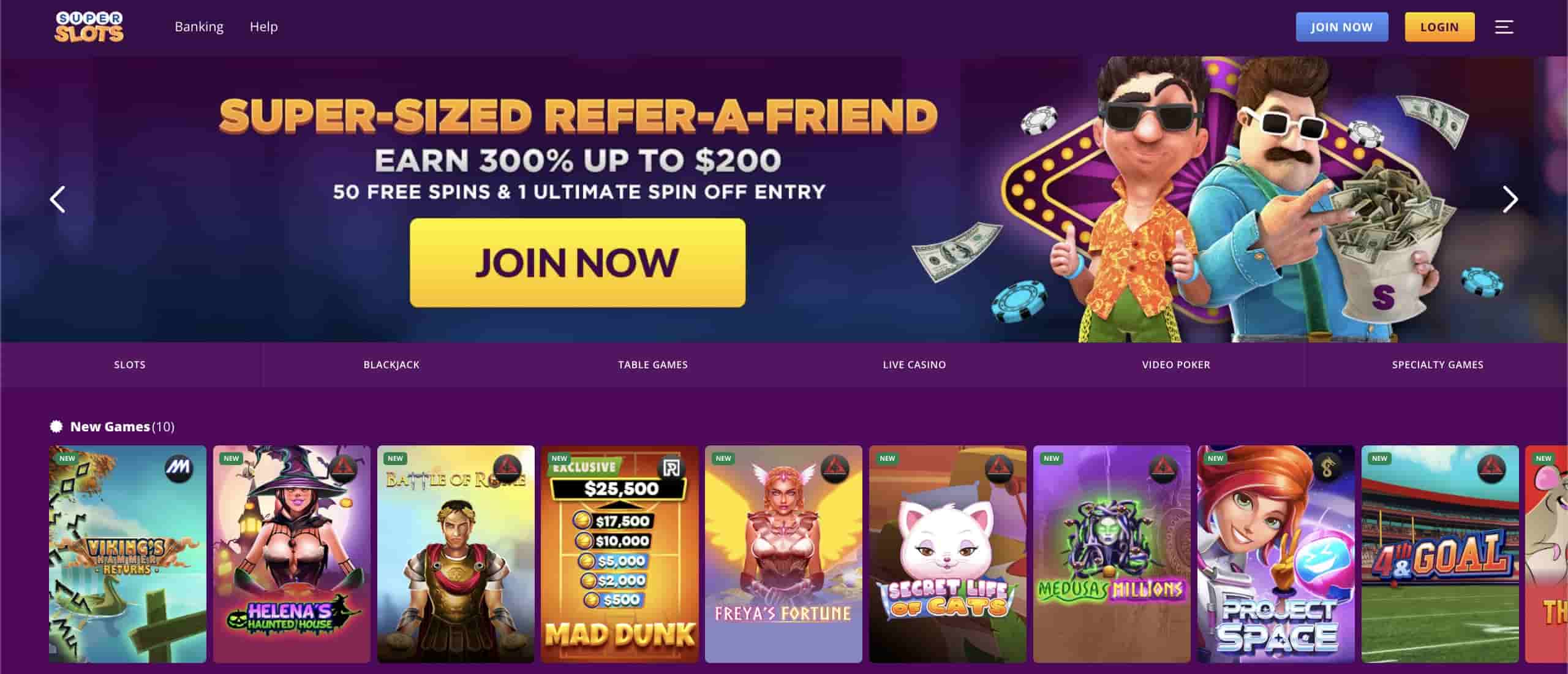 Superslots homepage