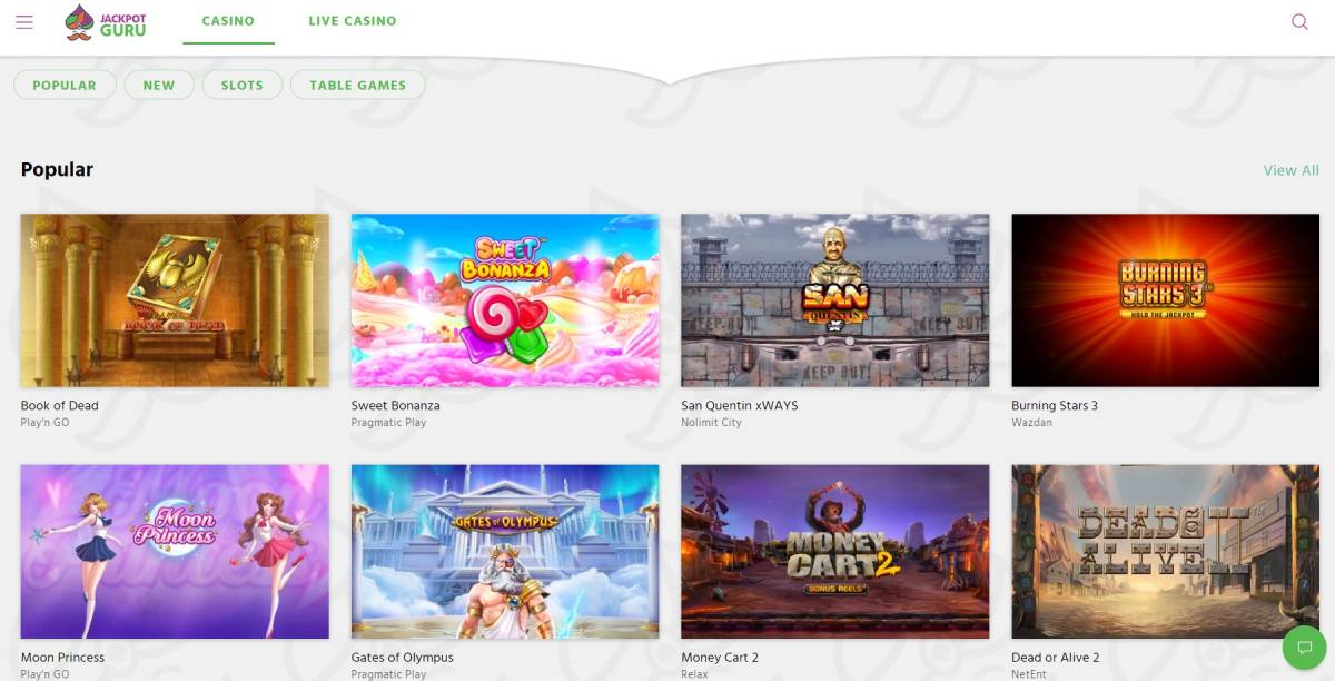 jackpot guru casino games