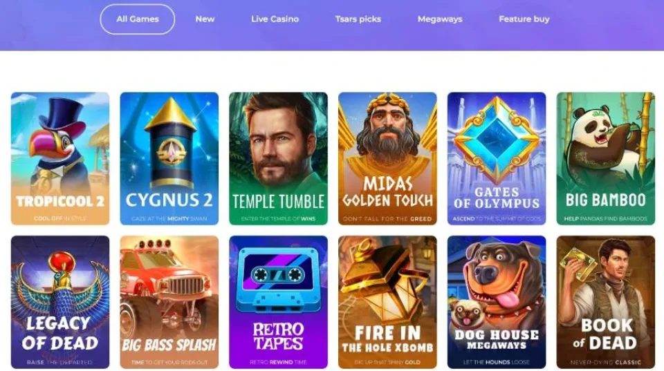 tsars-game-selection tsars casino games
