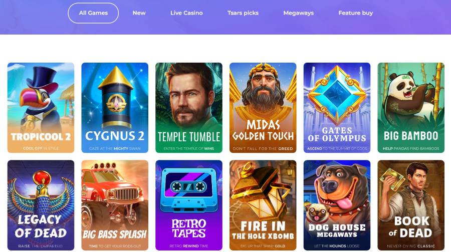 tsars casino games