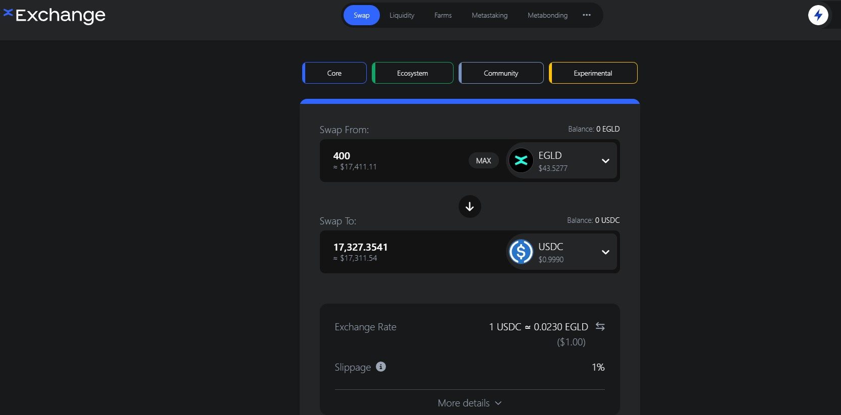 xExchange Swap