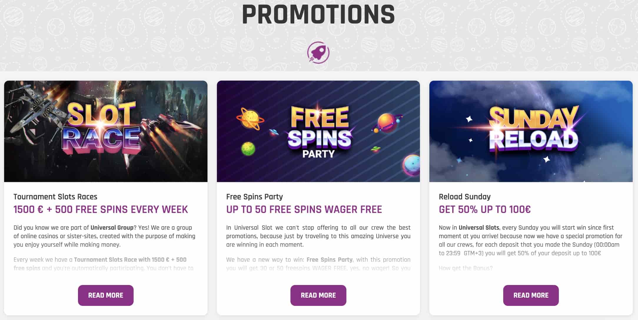 Universal Slots promos and bonuses