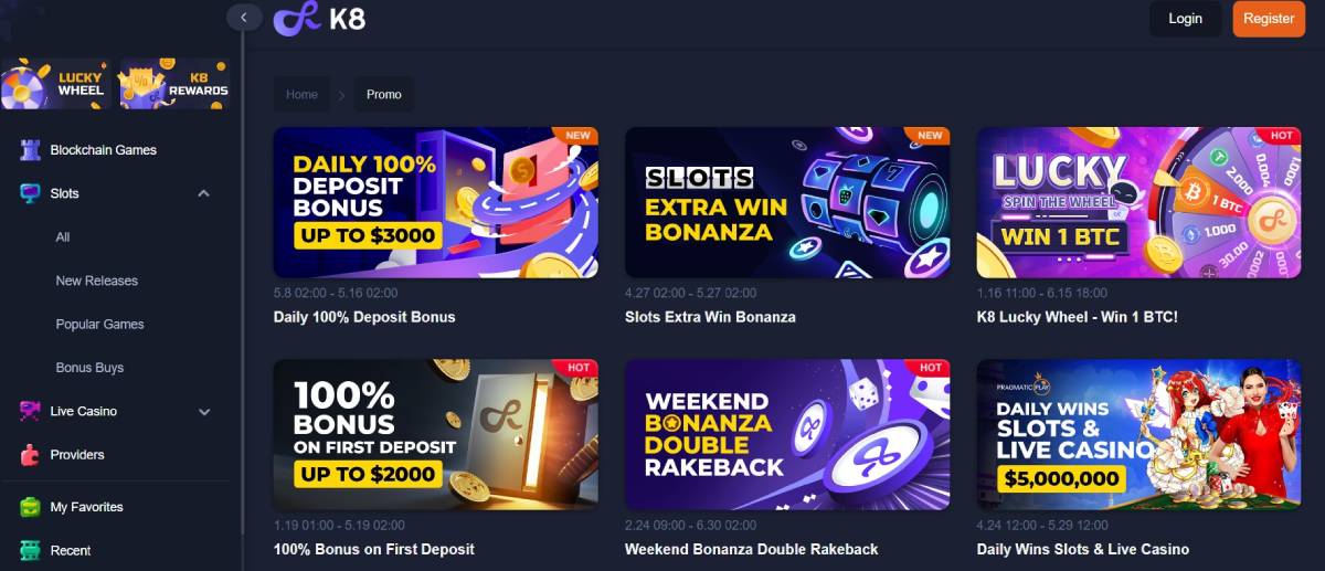 k8 casino welcome bonus