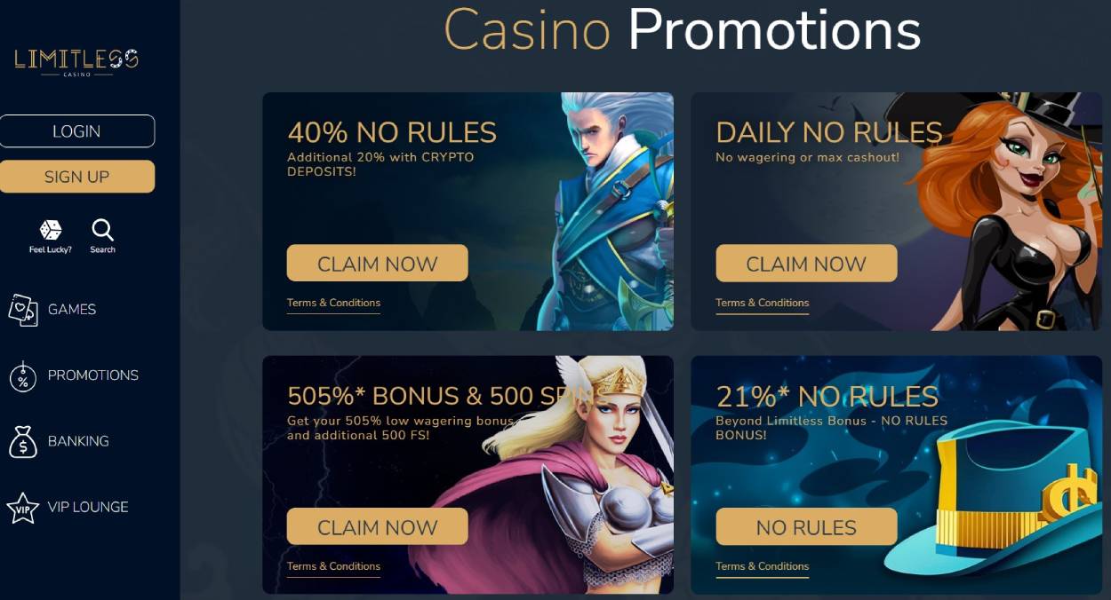 limitless casino welcome bonus