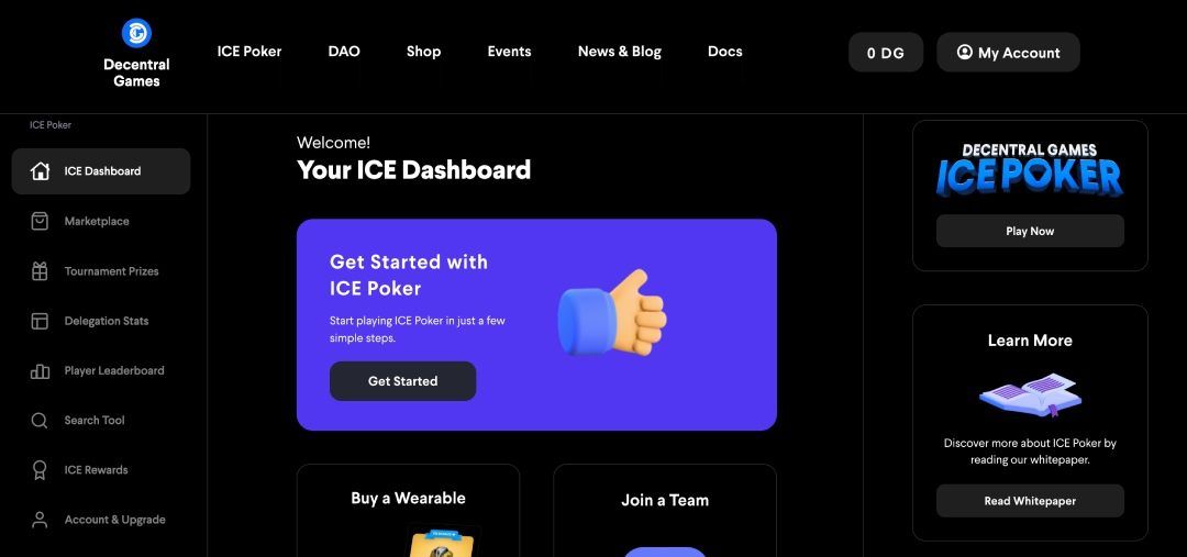 ICE Poker homepage
