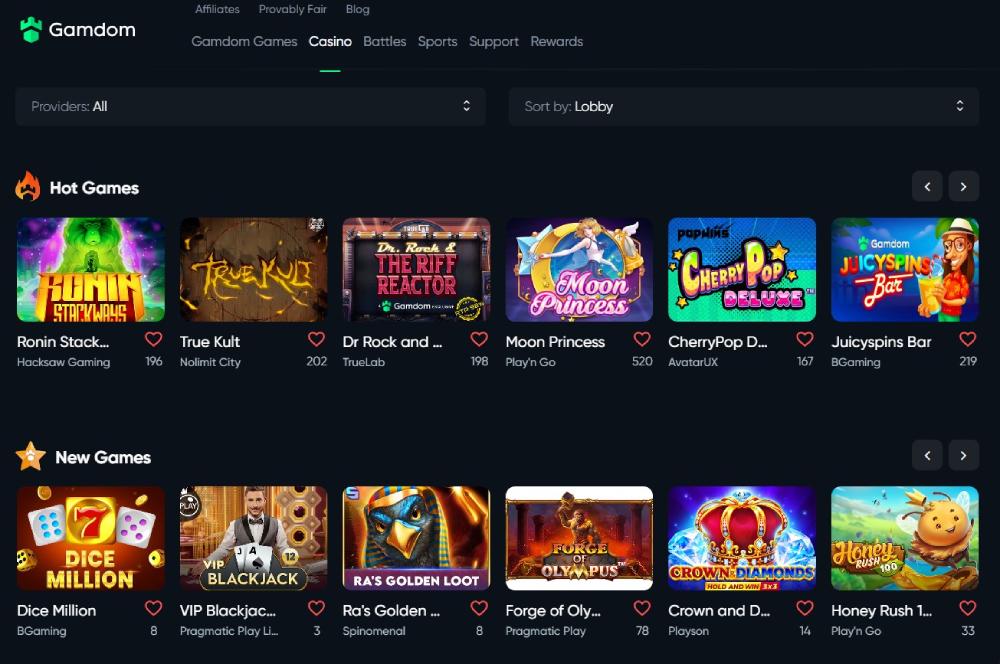 gamdom casino games