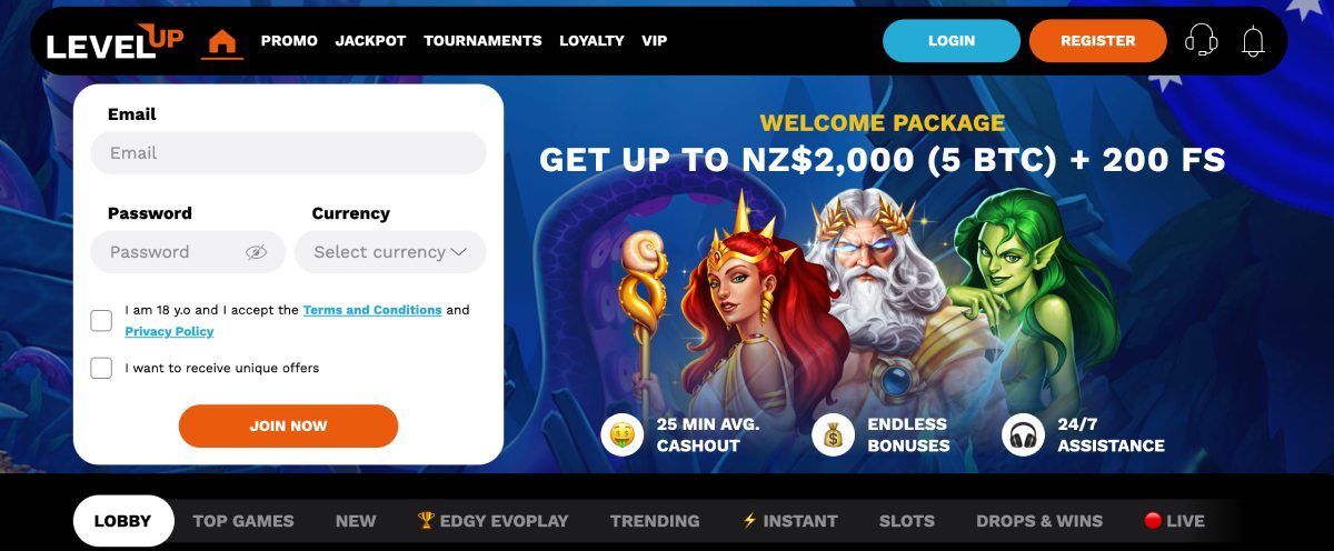 level up casino homepage