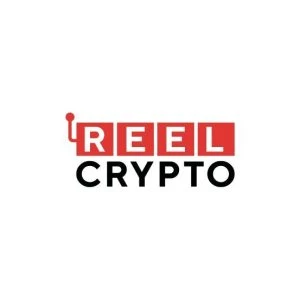 reel crypto casino logo red and black on white background