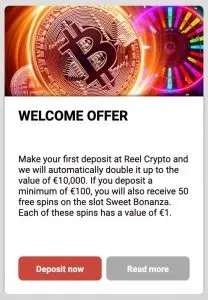 reel crypto casino welcome bonus