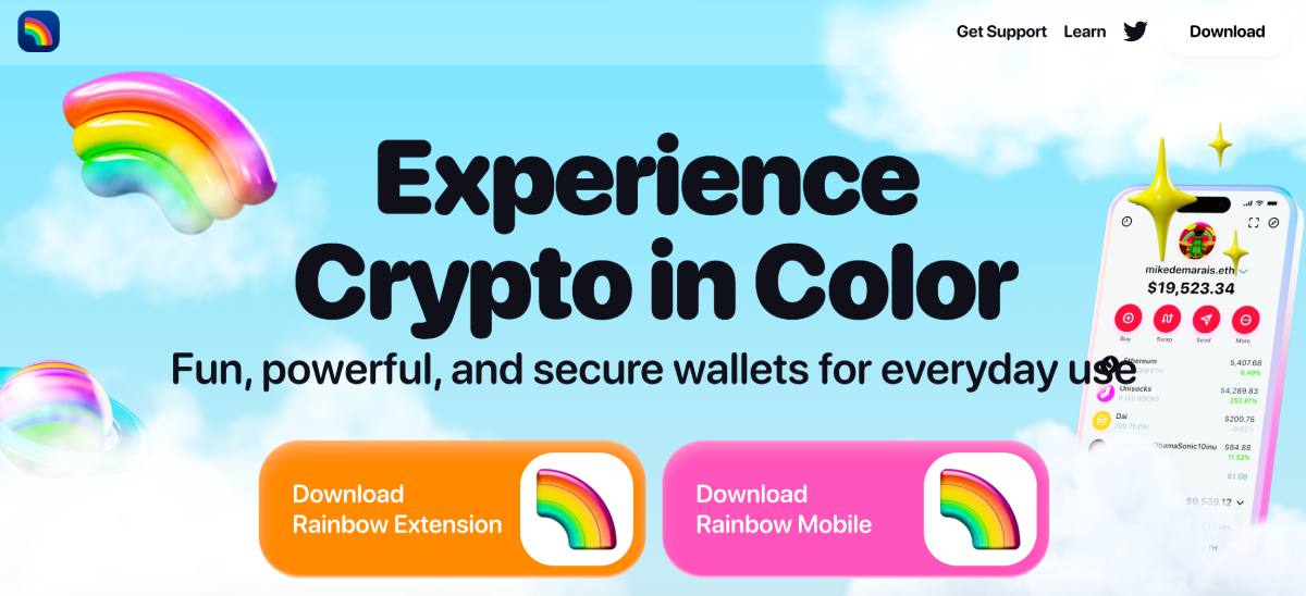 rainbow wallet homepage