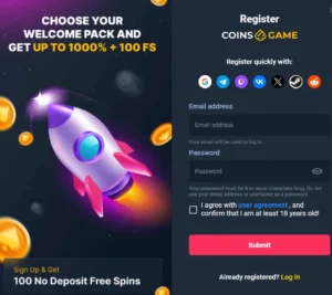 coins game registration form