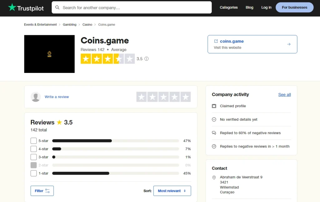 coins game on trustpilot