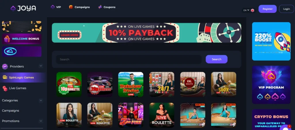 joya casino live games