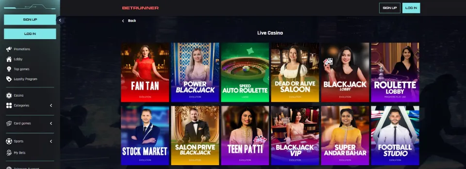 BetRunner Casino Live Dealer Games