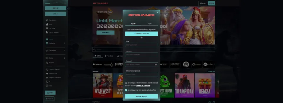 BetRunner Casino Signup