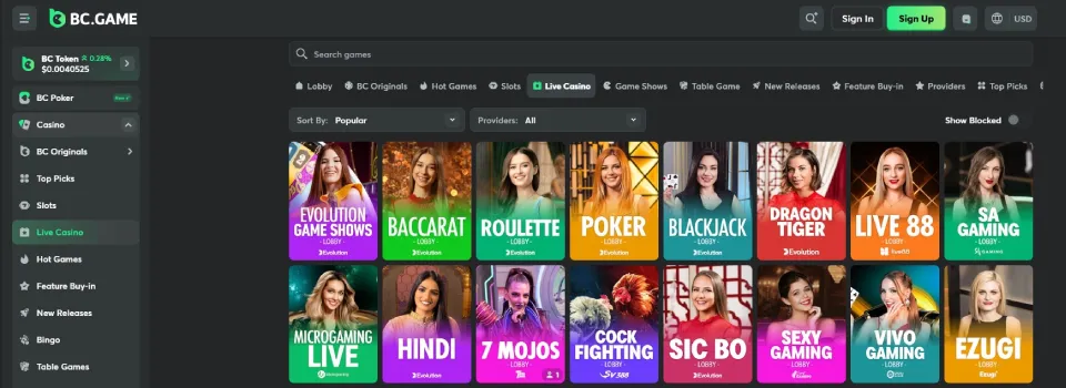 BC.Game Casino Live Dealer Games