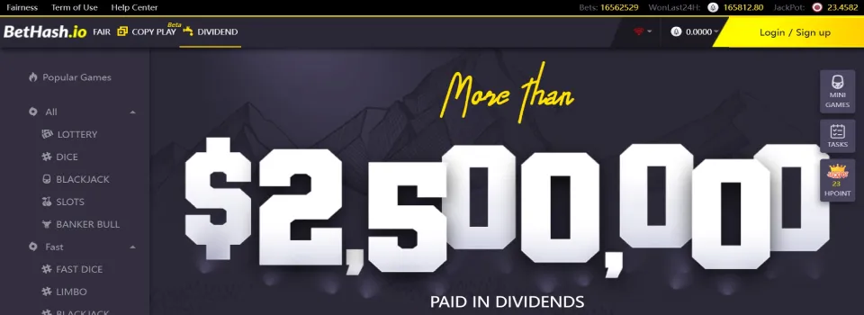 BetHash Casino Dividend