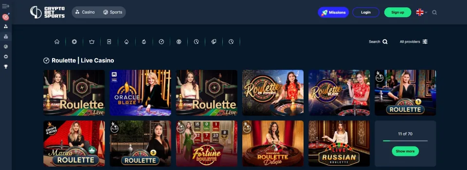 Cryptobetsports Casino Live Dealer Games