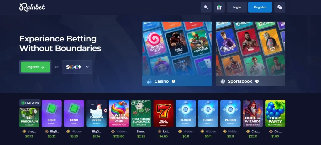 rainbet casino screen